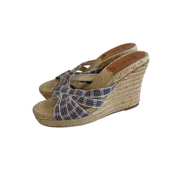 STUBBS & WOOTTON Plaid Spring Espadrille Wedges Sandals Size 40 - Picture 3 of 10